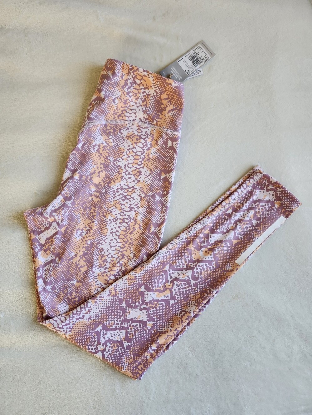 Adidas Aeroready Hyperglam Full-Length Leggings - Pink Snakeskin, Size US M-L